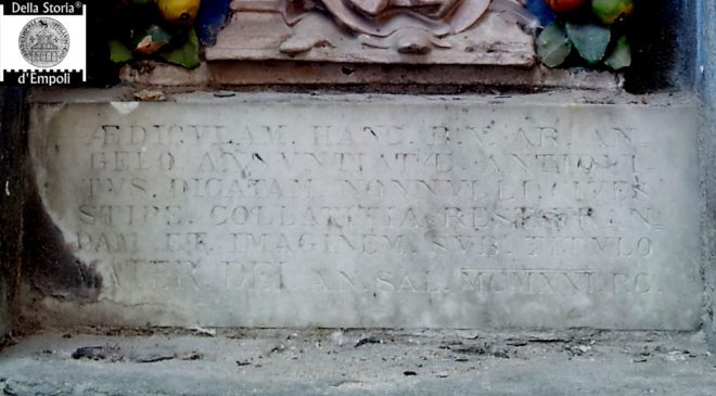 Empoli - Tabernacolo madonna al Magazzin del sale iscrizione