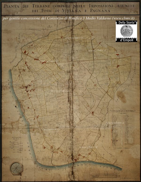 mappa n 16 Imposizione dei fossi di Vitiana e Pagnana 1804 di Marco Moretti