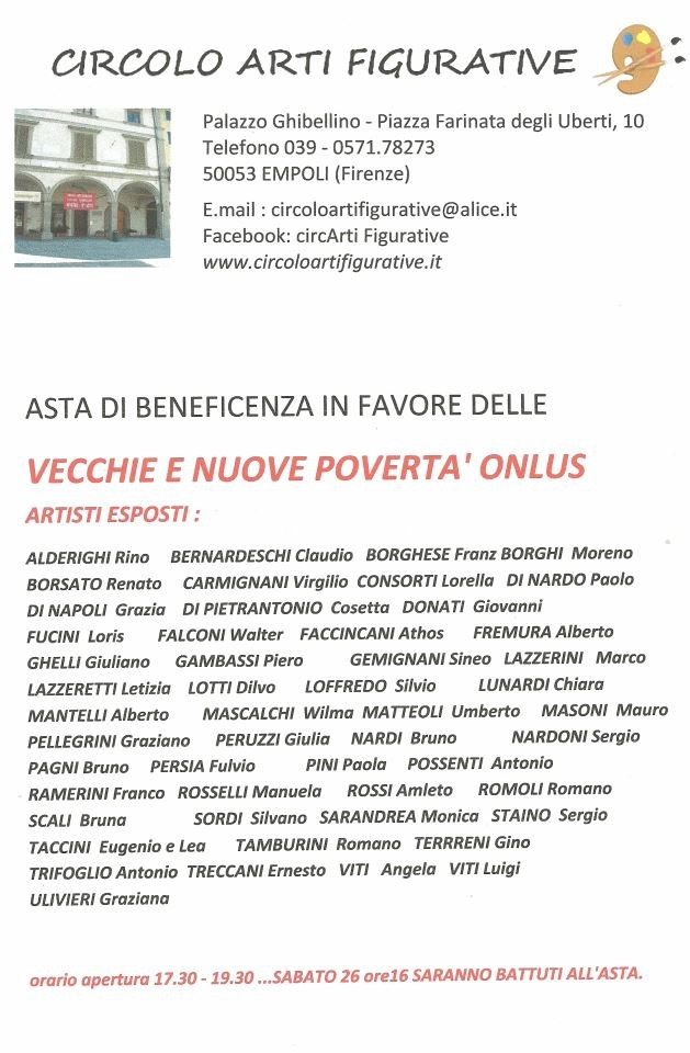 Circolo Arti Figurative: asta di beneficenza Sab 26 maggio