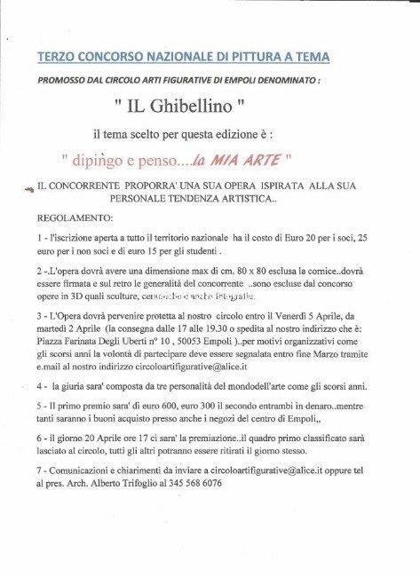 Terzo concorso nazionale di pittura a tema ” Il Ghibellino “