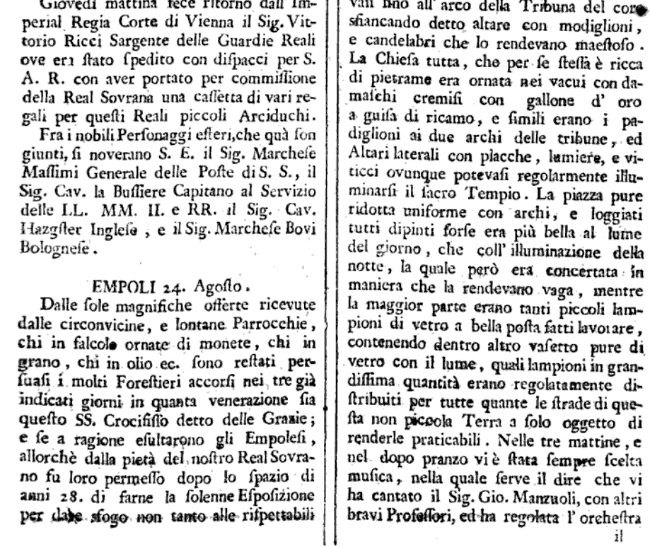 Empoli faceva il Palio nel 24 Agosto 1776