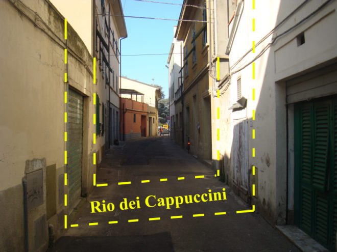 Tracciato del vecchio percorso del Rio in via dell'ospizio