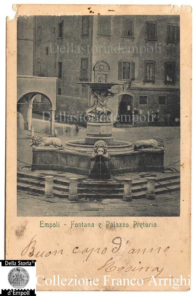 Empoli - Piazza dei Leoni fine 800 cartolina viaggiata da Franco Arrighi 1