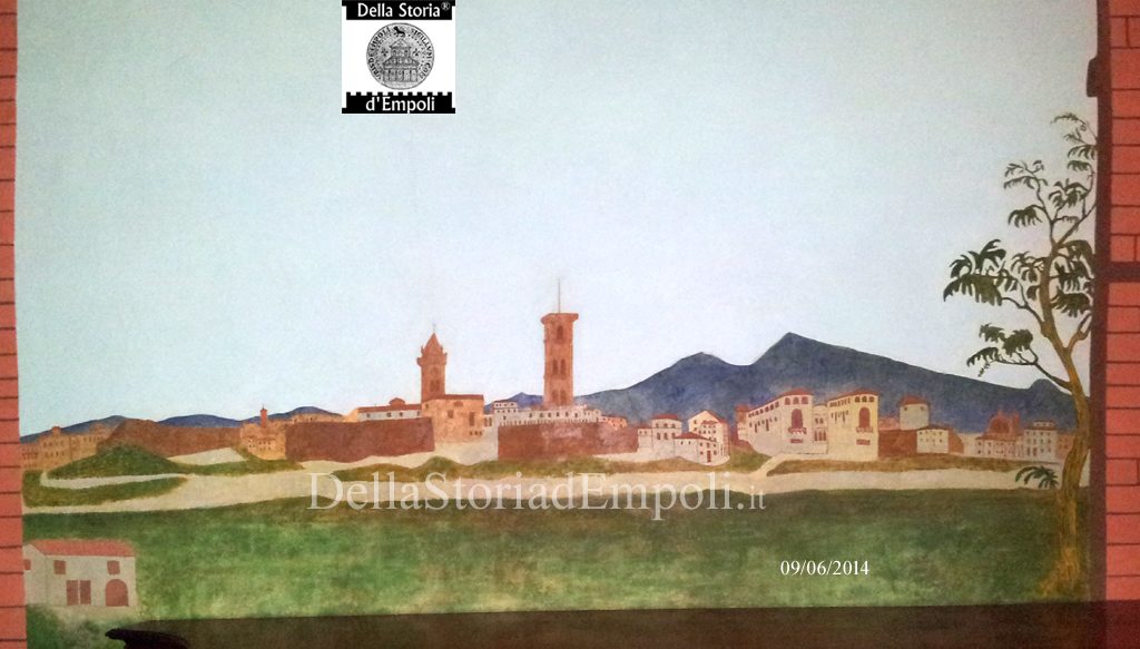 Pittura murale di una veduta di Empoli nell’Ottocento