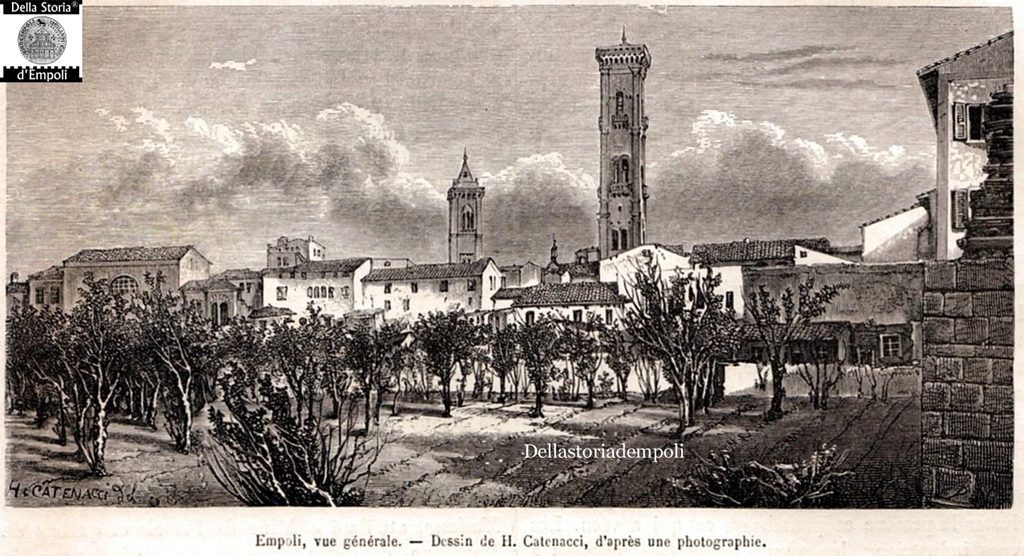 Xilografia panoramica sud del castello di Empoli 1876