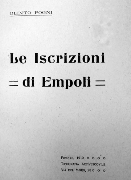 Le iscrizioni di Empoli – Olinto Pogni, 1910 – Ebook