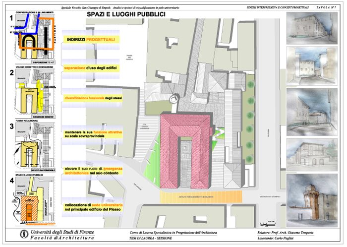 Tavola n° 08 – PROGETTO della Tesi “Spedale Vecchio: Analisi e ipotesi di riqualificazione”