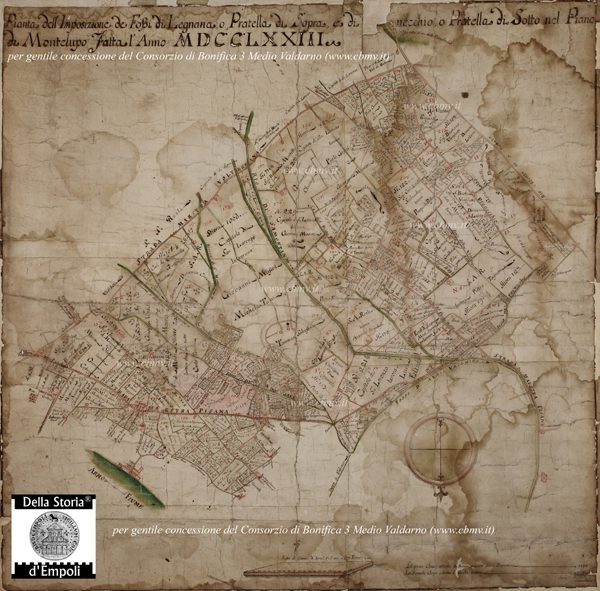 mappa n 01 Imposizione Fossi di Legnana, Pratella e Prunecchio 1773