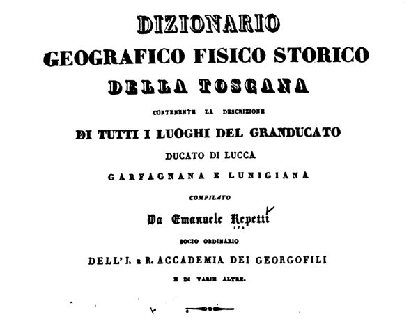 Dizionario geografico fisico storico della Toscana – Emanuele Repetti: regesto sulla Comunità di Empoli